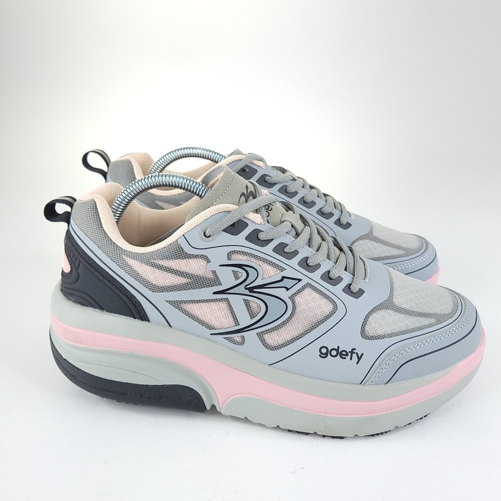 Gdefy Gravity Defyer Shoes Womens 9.5 Wide Gray Black Pink Mighty Walk Running